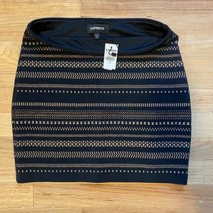Express black and gold mini skirt. Size extra small (XS). New with tags.